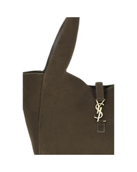 Saint Laurent Shopping Suede Tote Women Green Shoulder Bags
