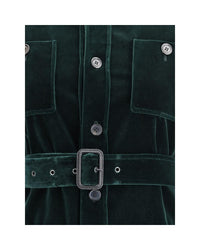 Saint Laurent Velvet Belted Jacket Women Green Jackets & Coats