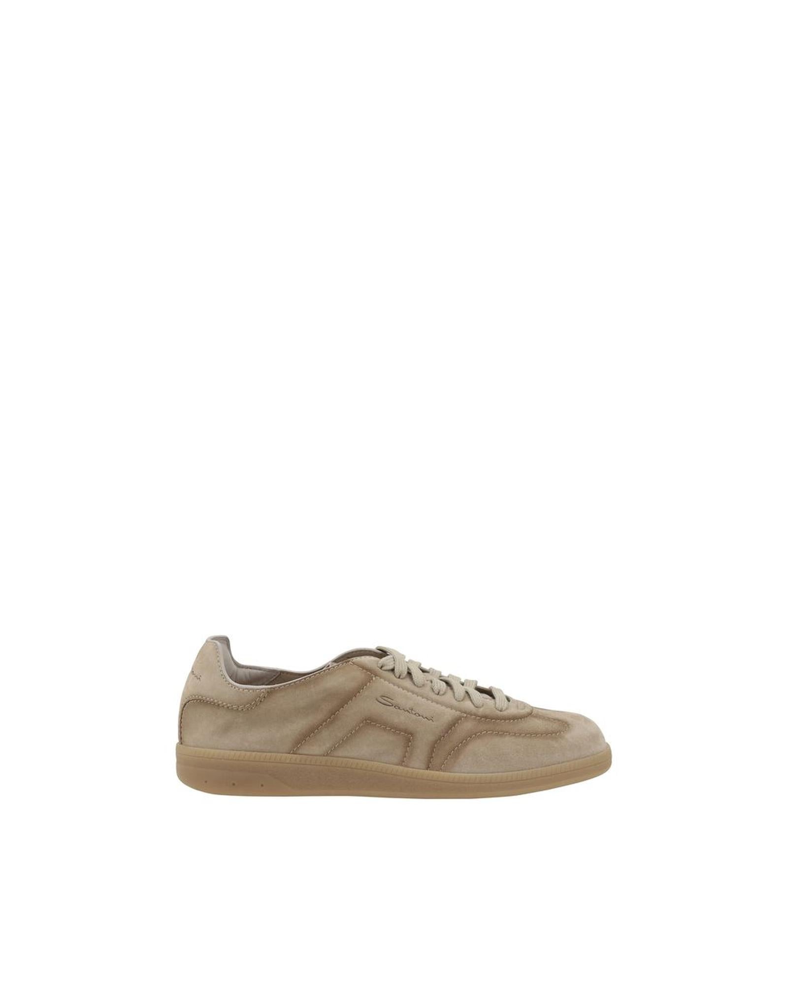Santoni Casual Suede Leather Sneakers Men Brown