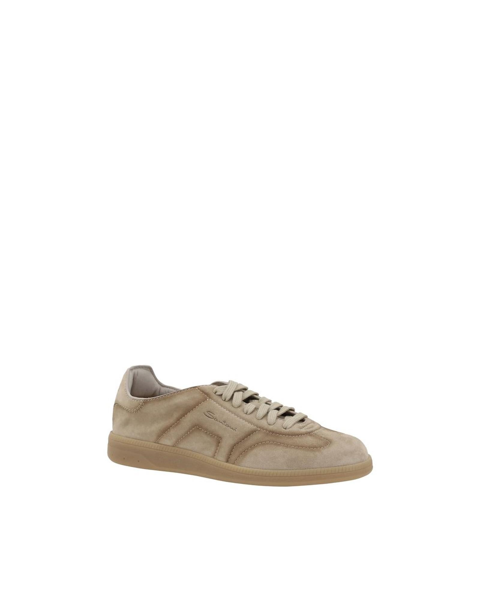 Santoni Casual Suede Leather Sneakers Men Brown