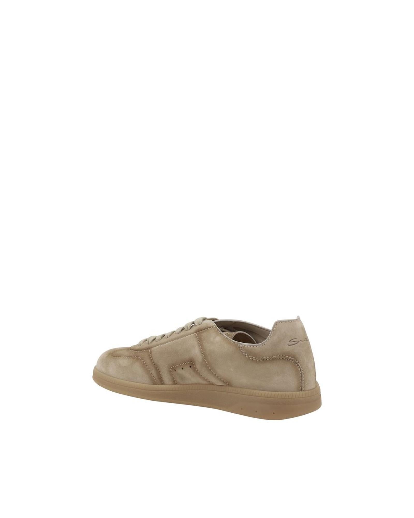Santoni Casual Suede Leather Sneakers Men Brown