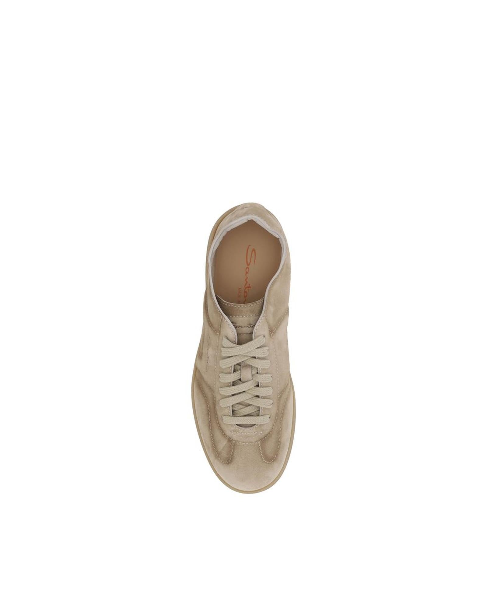 Santoni Casual Suede Leather Sneakers Men Brown