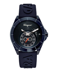 Ferragamo Mens Blue 43mm Strap Fashion Watch