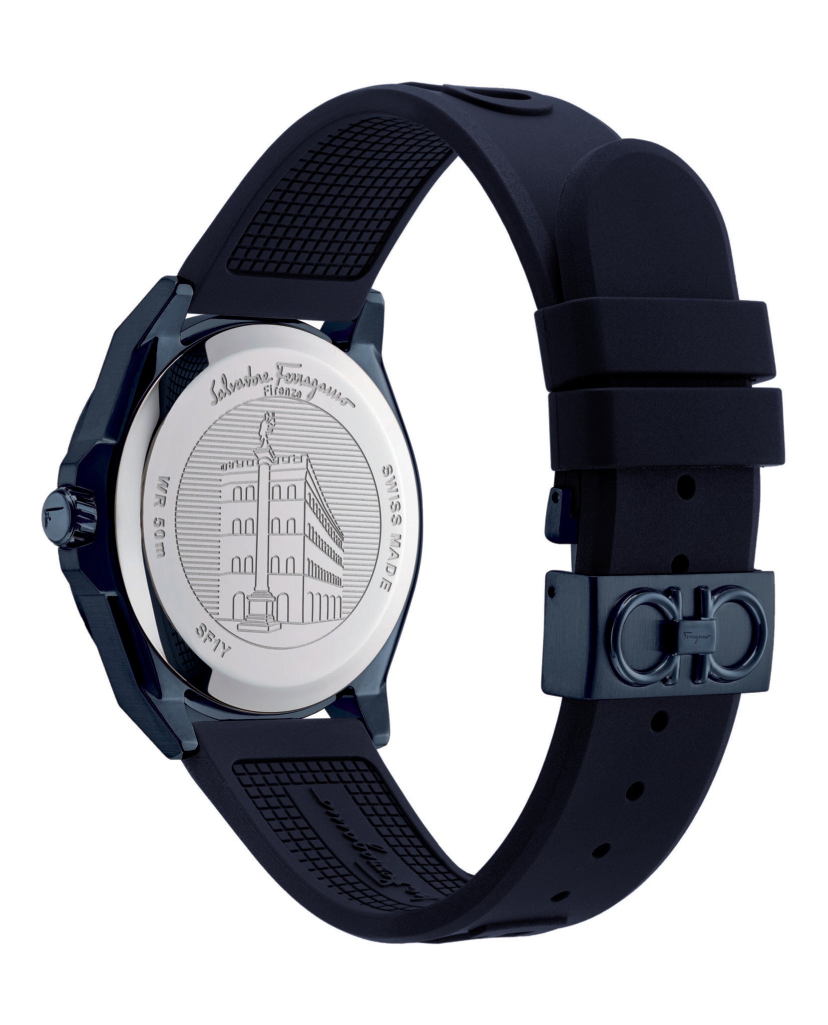 Ferragamo Mens Blue 43mm Strap Fashion Watch