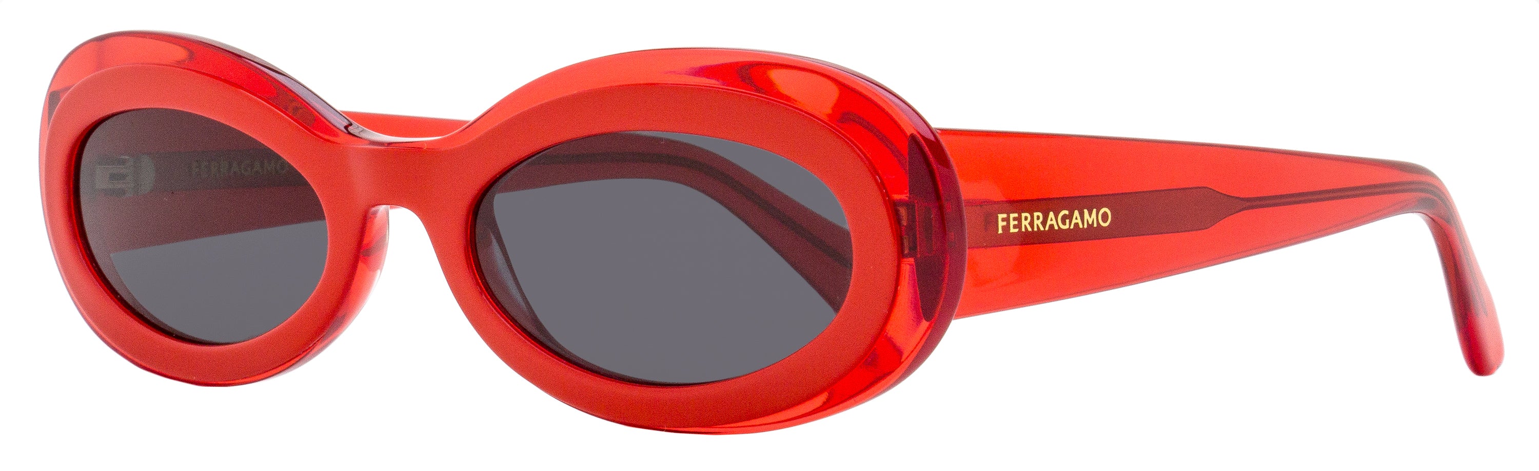 Ferragamo Oval Sunglasses SF2003S 613 Transparent Red 54mm Transparent Red
