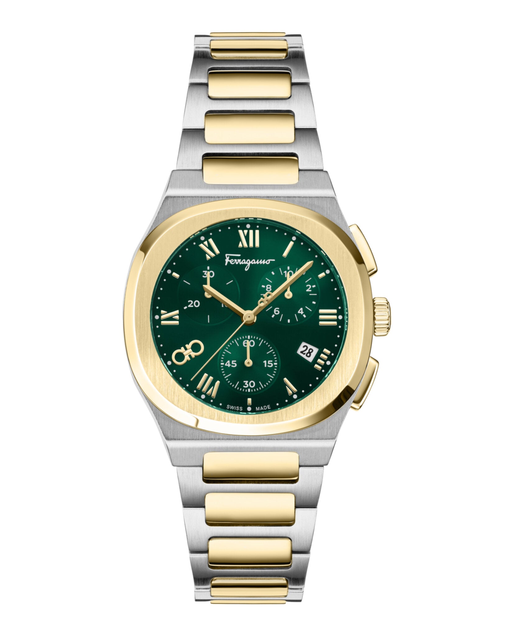 Ferragamo Mens Two Tone 38mm Bracelet Fashion Watch
