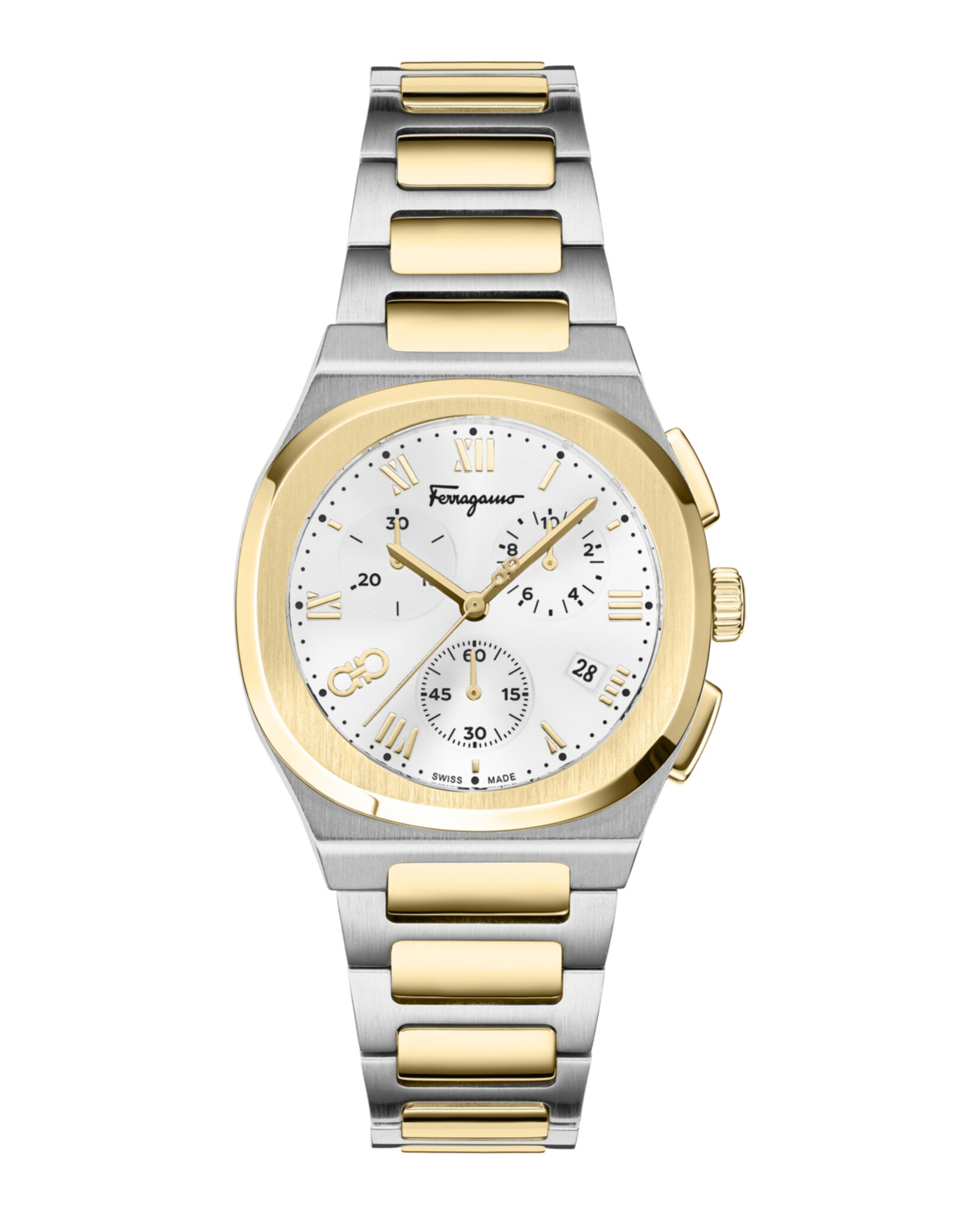 Ferragamo Mens Two Tone 38mm Bracelet Fashion Watch