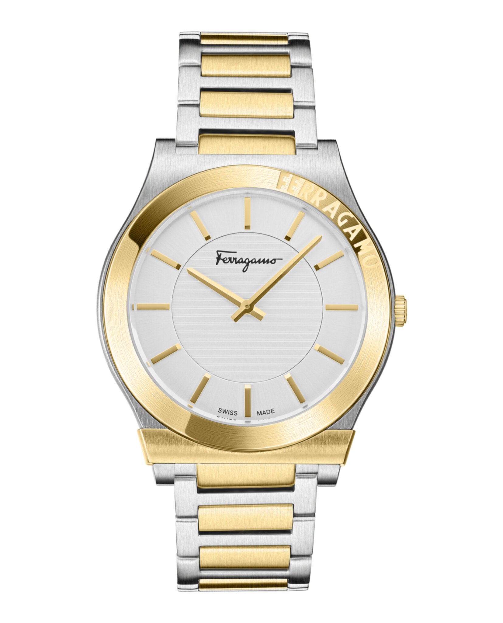 Ferragamo Mens Two Tone 42mm Bracelet Fashion Watch