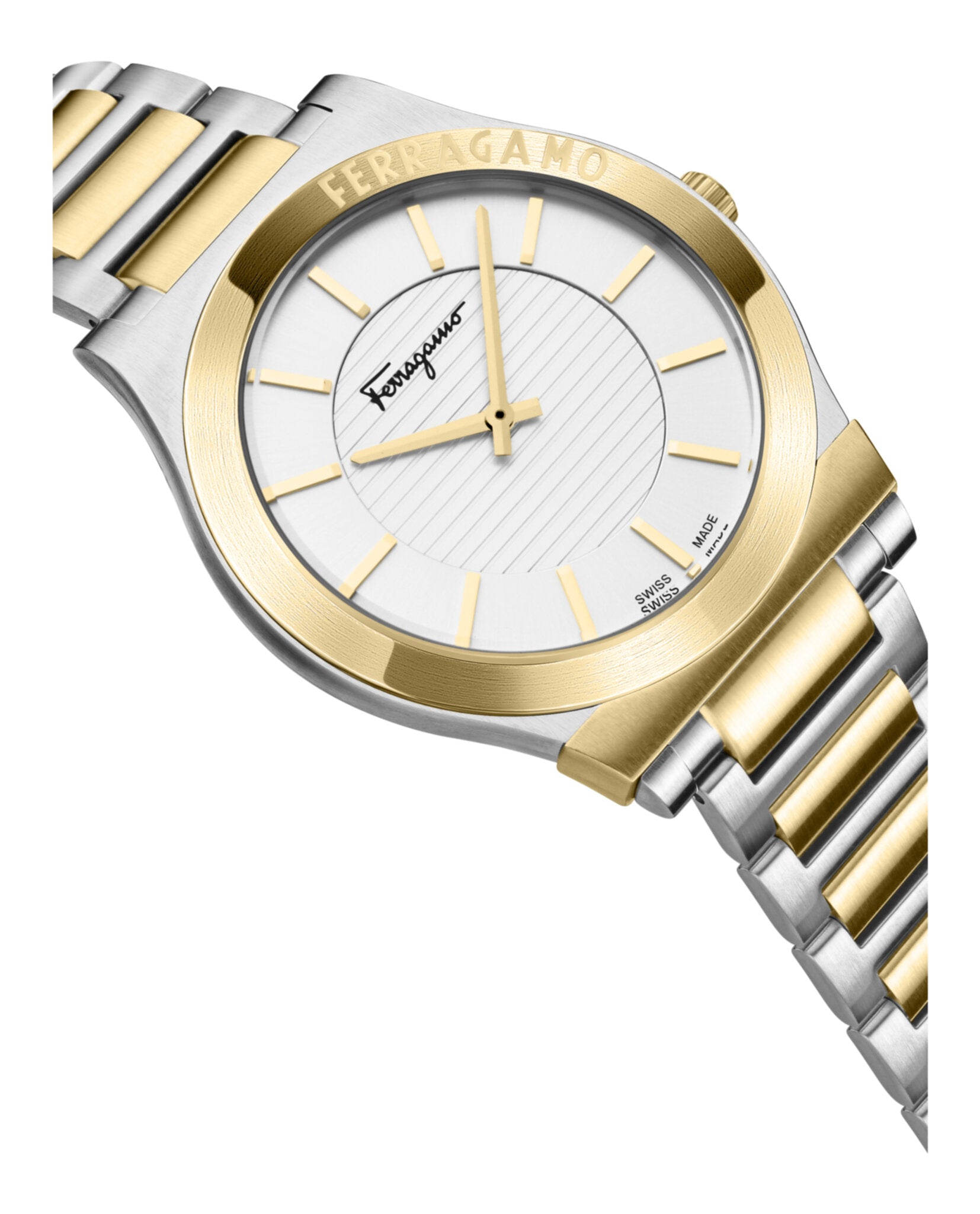 Ferragamo Mens Two Tone 42mm Bracelet Fashion Watch
