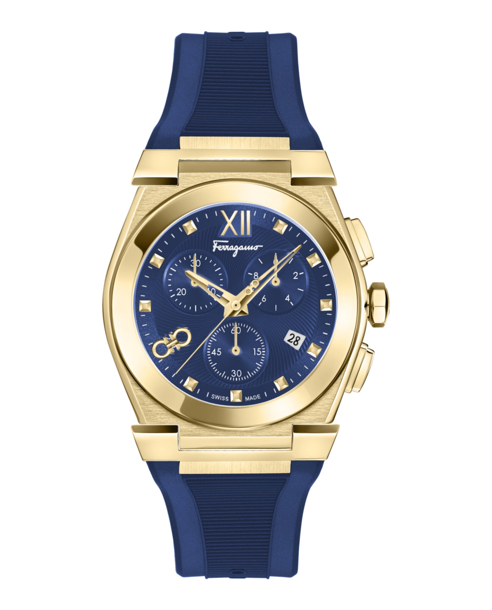 Ferragamo Mens Gold 40mm Strap Fashion Watch