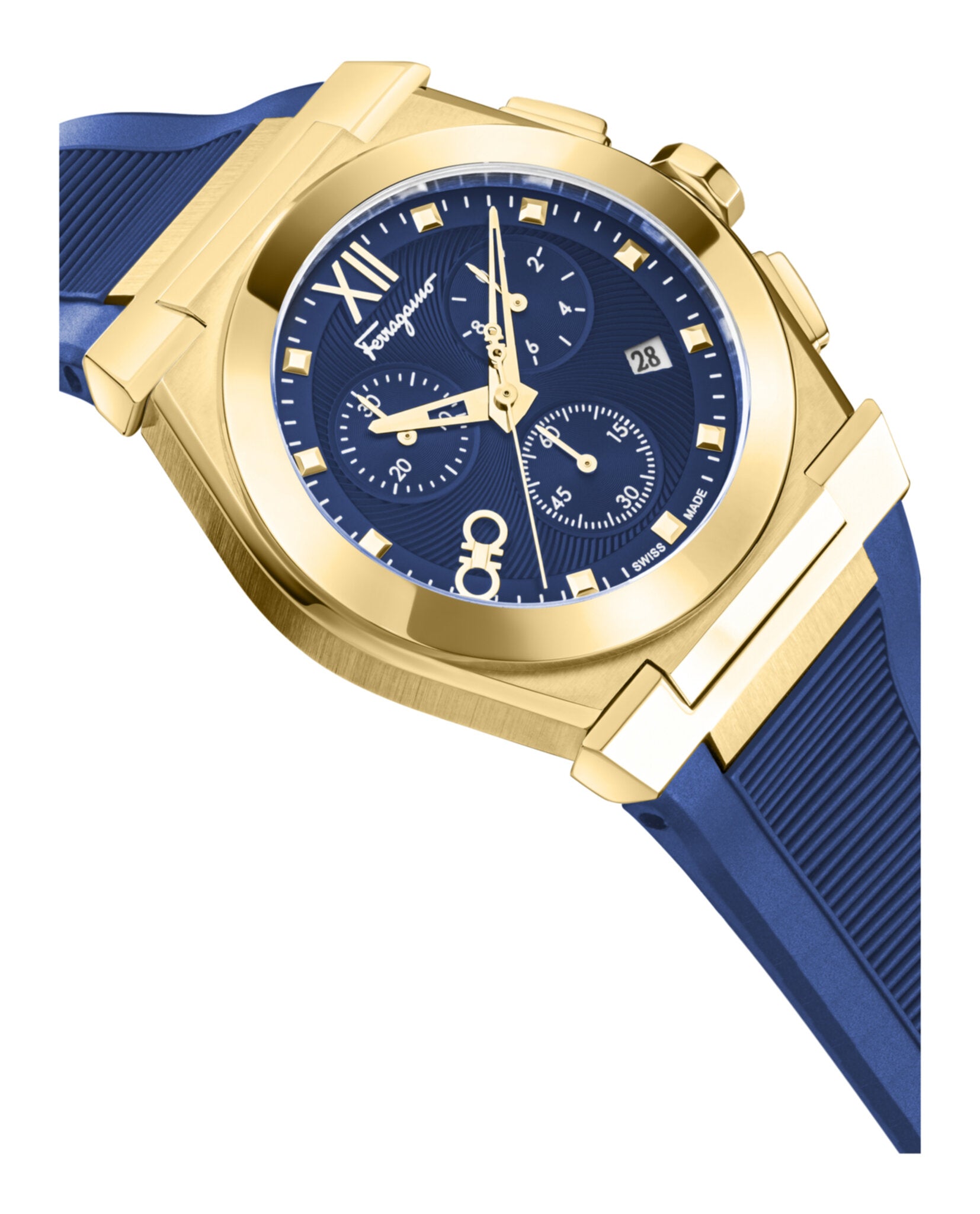 Ferragamo Mens Gold 40mm Strap Fashion Watch