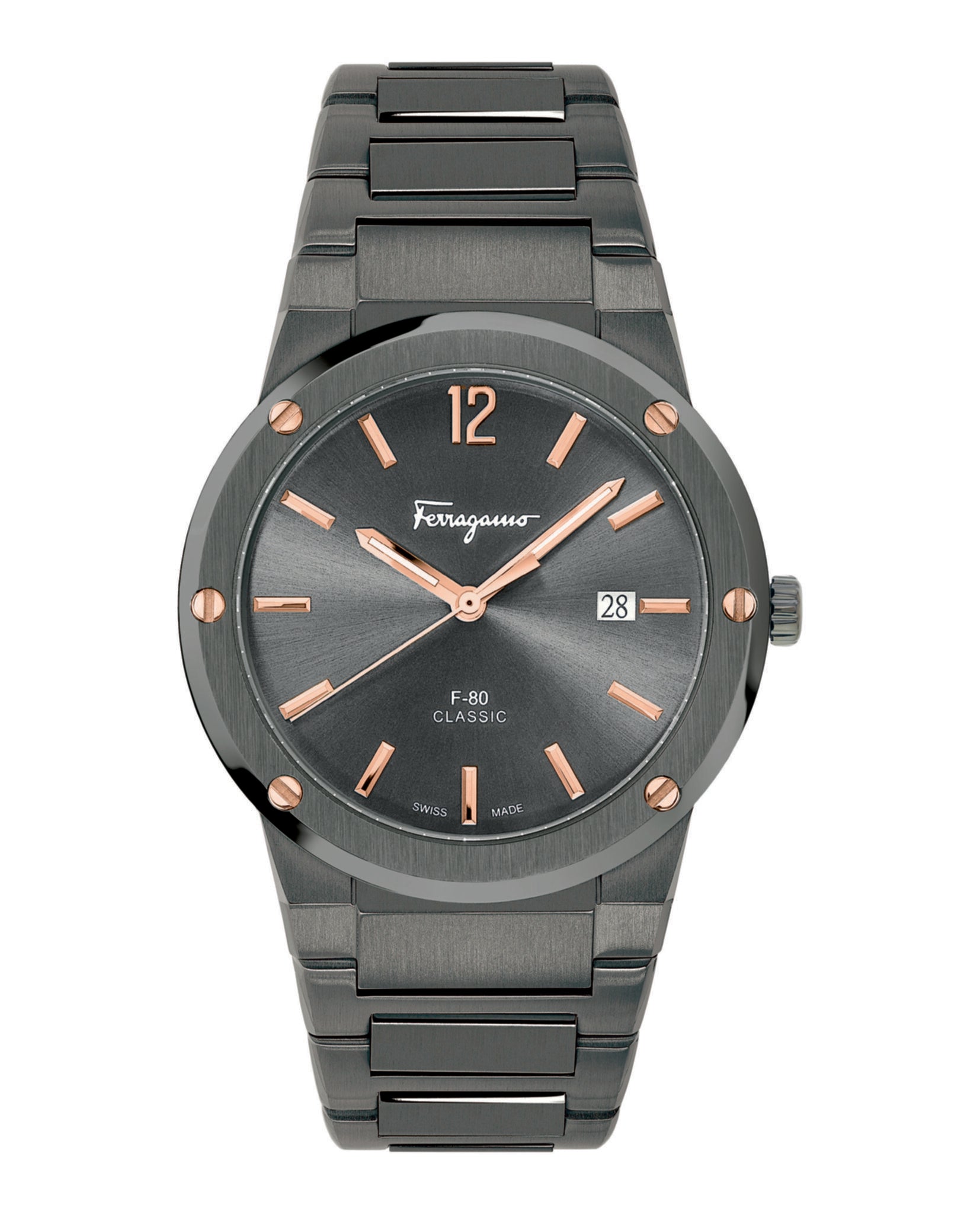 Ferragamo Mens F-80 44mm Strap Fashion Watch