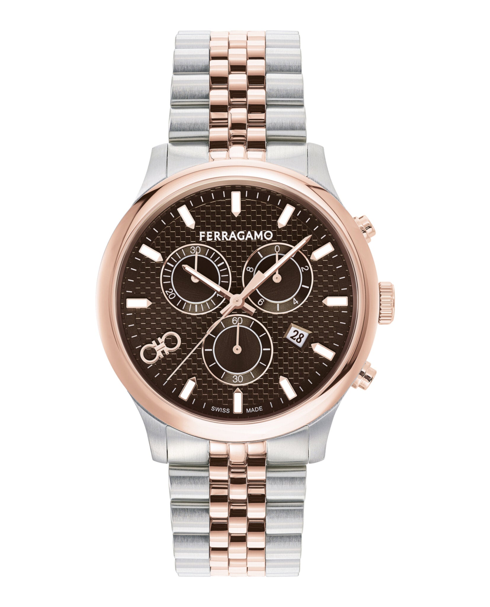 Ferragamo Ferragamo Mens  Two Tone 42mm Bracelet Fashion Watch