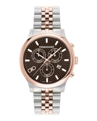 Ferragamo Ferragamo Mens  Two Tone 42mm Bracelet Fashion Watch