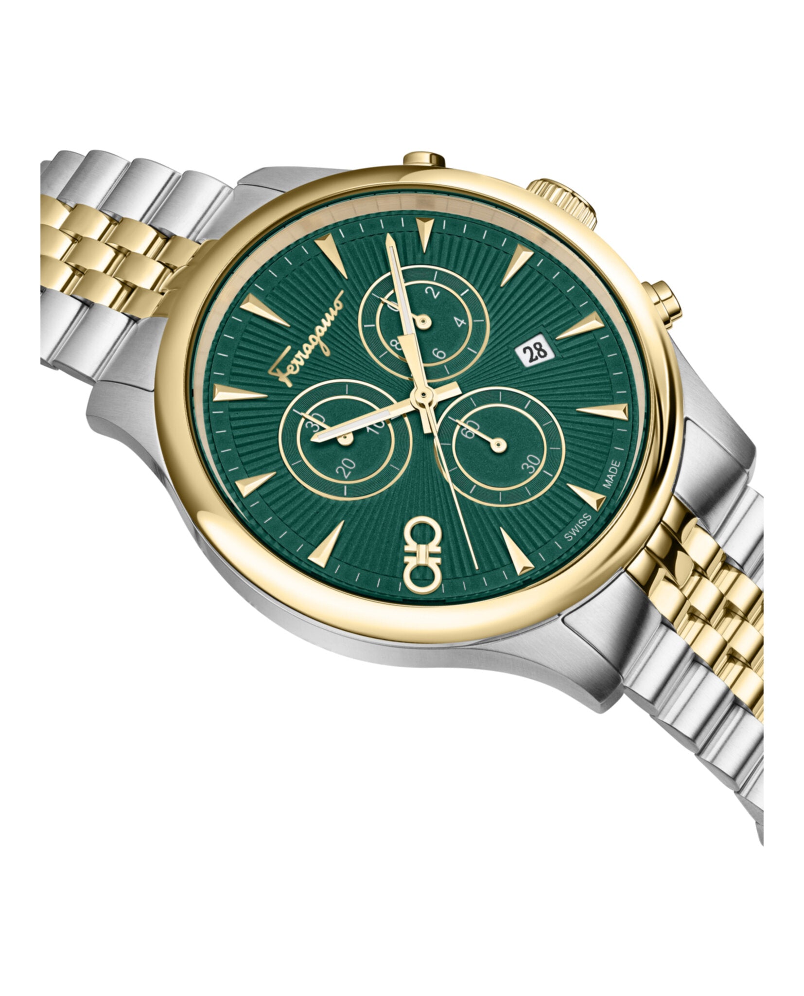Ferragamo Mens Two Tone 42mm Bracelet Fashion Watch