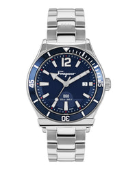 Ferragamo Mens Stainless Steel 44mm Bracelet Fashion Watch