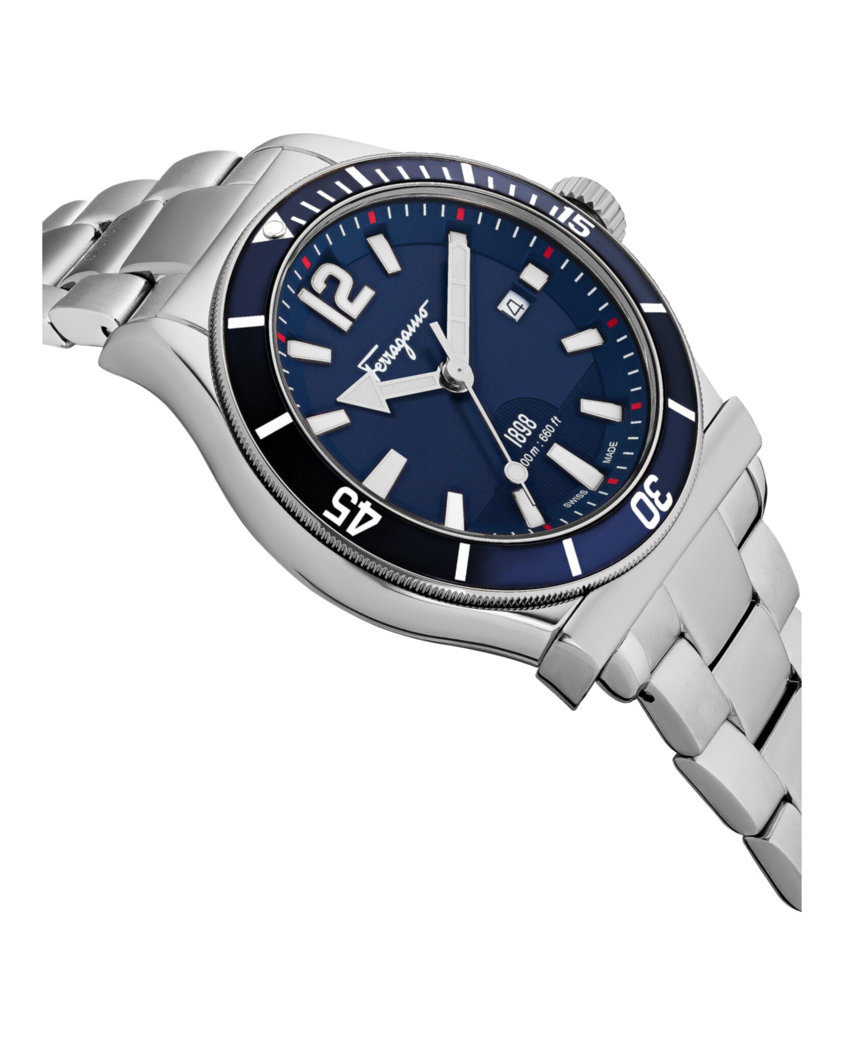 Ferragamo Mens Stainless Steel 44mm Bracelet Fashion Watch