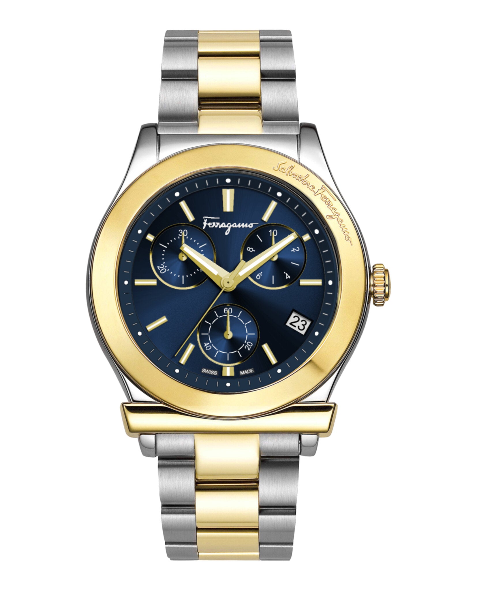 Ferragamo Ferragamo Mens  Two Tone 42mm Bracelet Fashion Watch