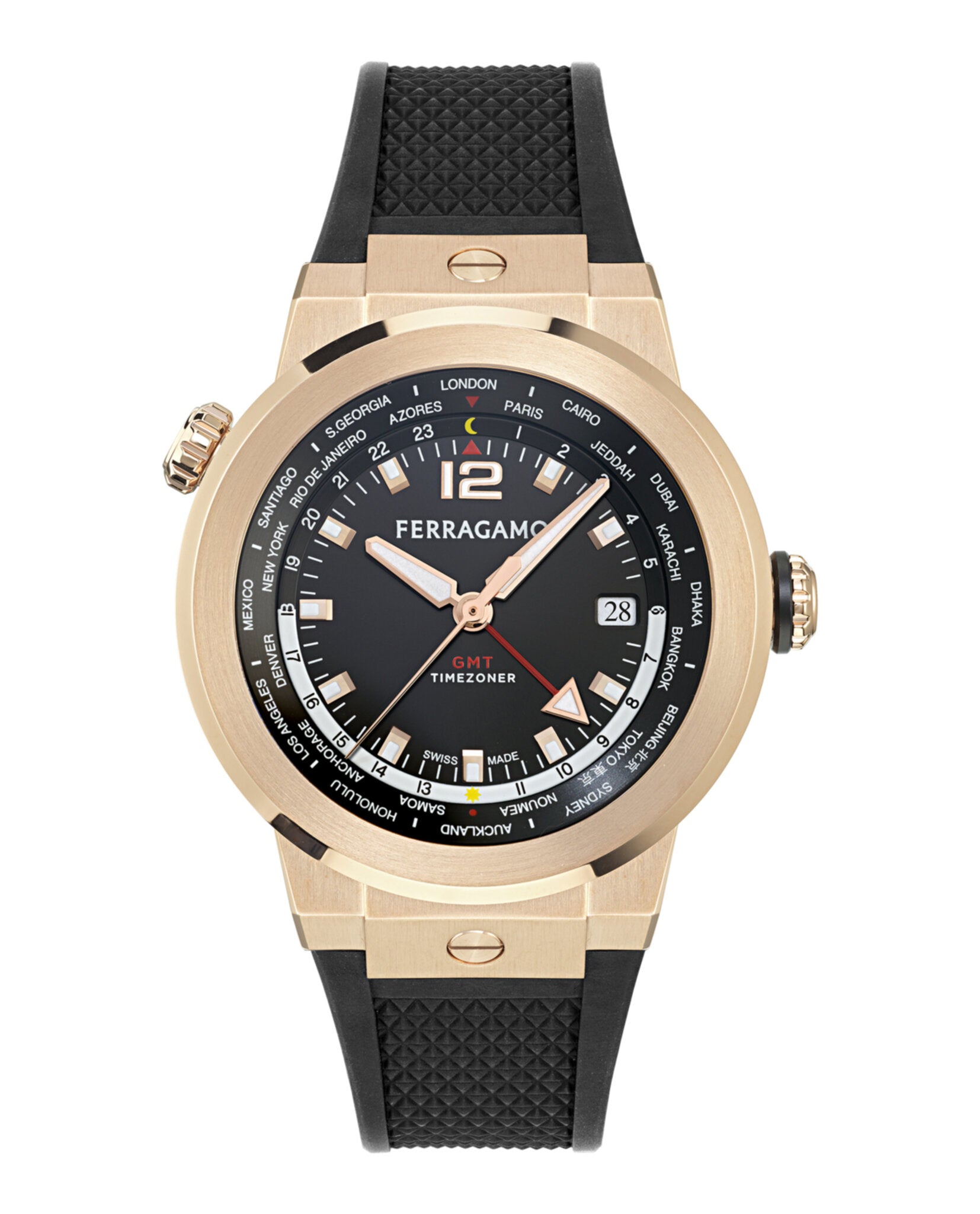Ferragamo Mens Rose Gold 43mm Strap Fashion Watch