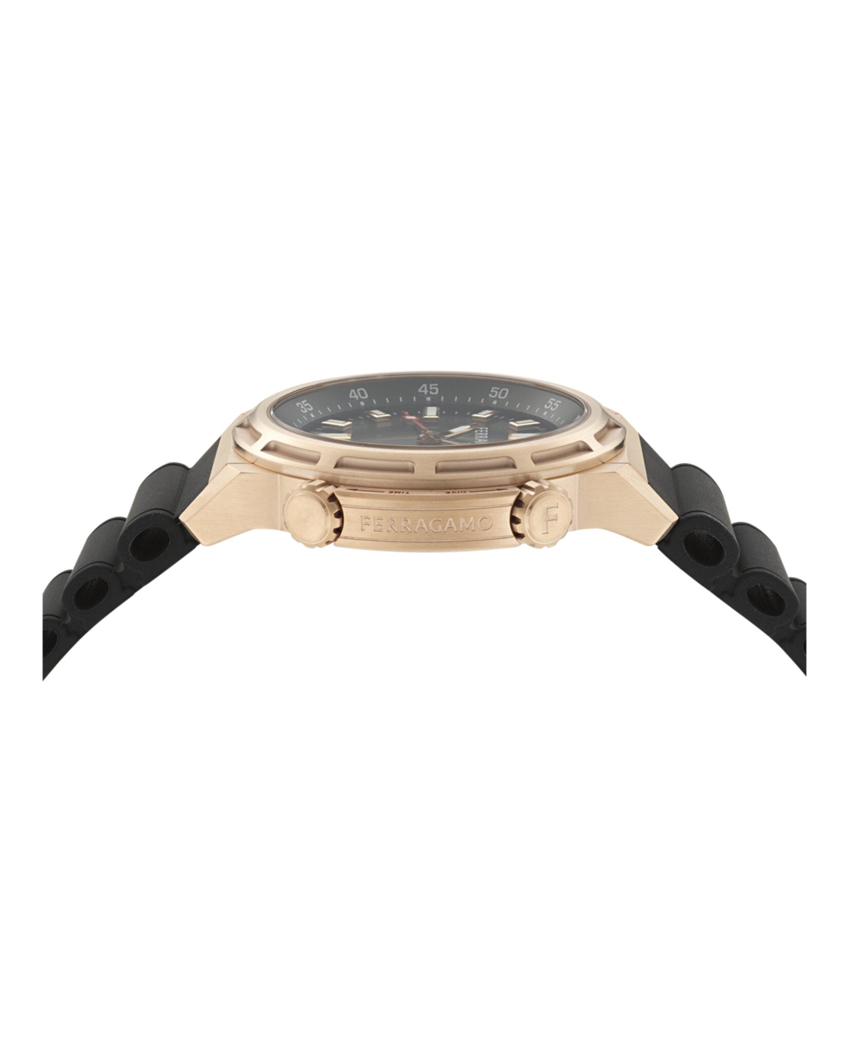 Ferragamo Mens Rose Gold 46mm Strap Fashion Watch