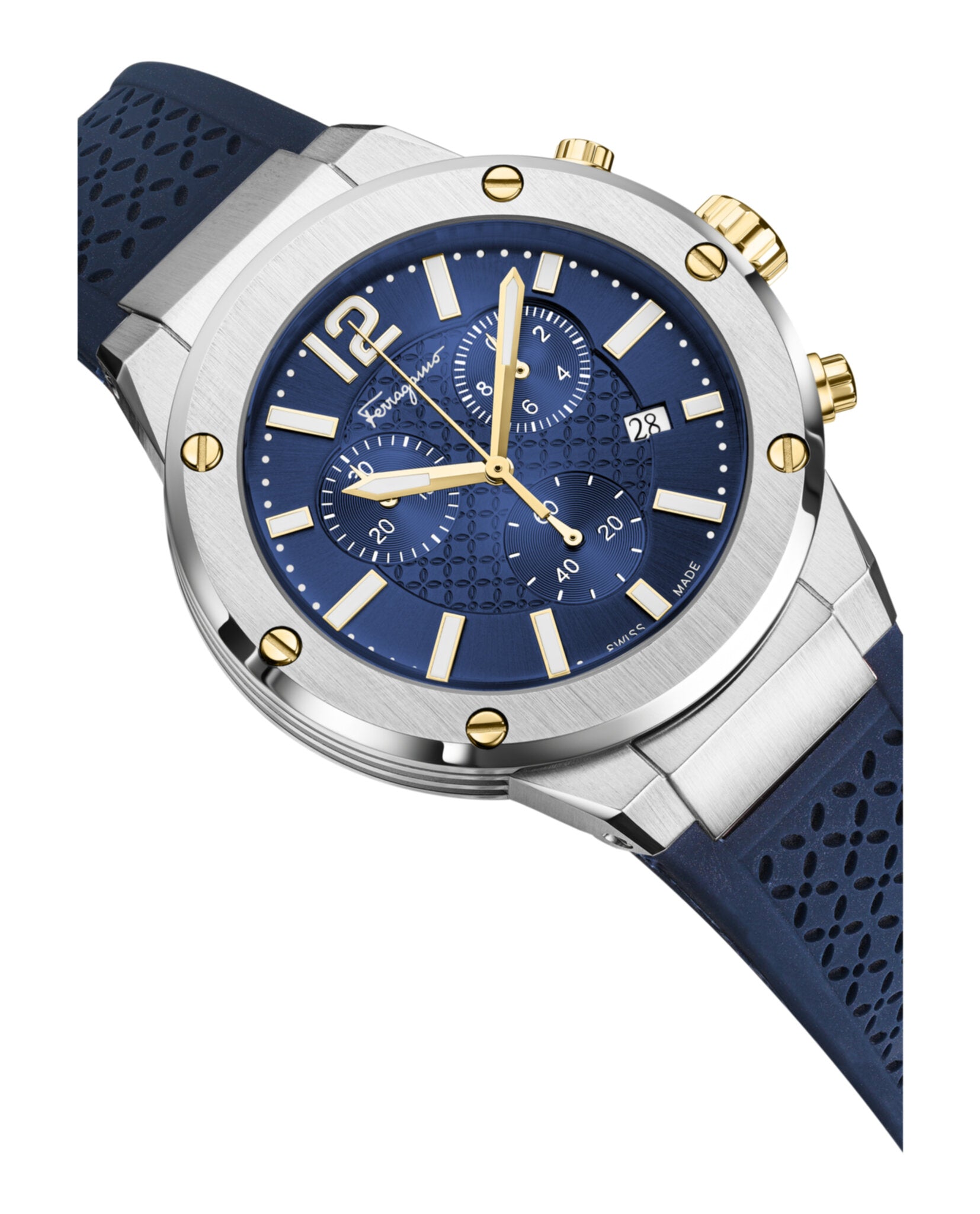 Ferragamo Mens F-80 44mm Strap Fashion Watch