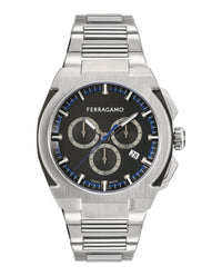 Ferragamo Mens Stainless Steel 43mm Bracelet Fashion Watch