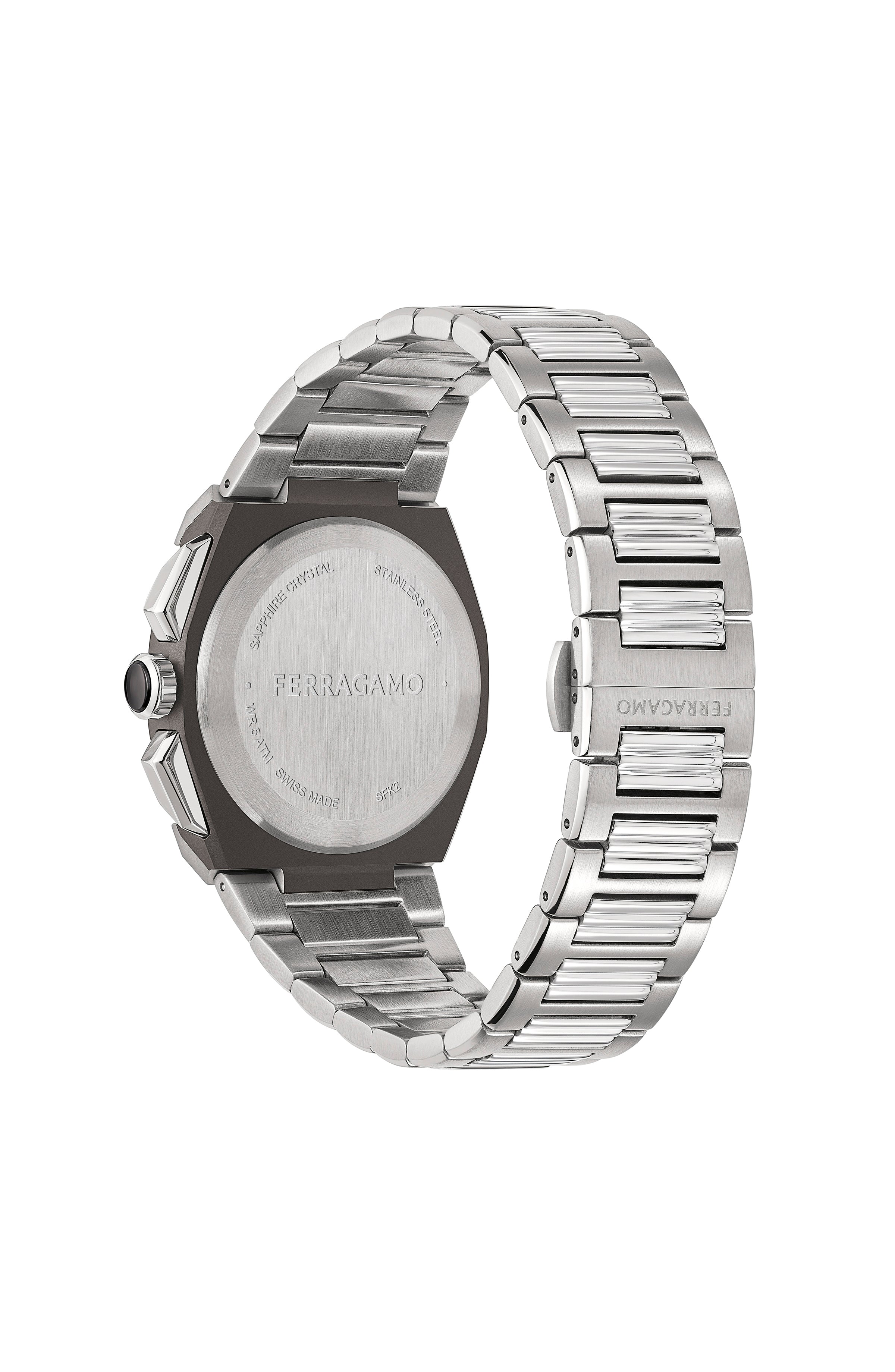 Ferragamo Mens Stainless Steel 43mm Bracelet Fashion Watch