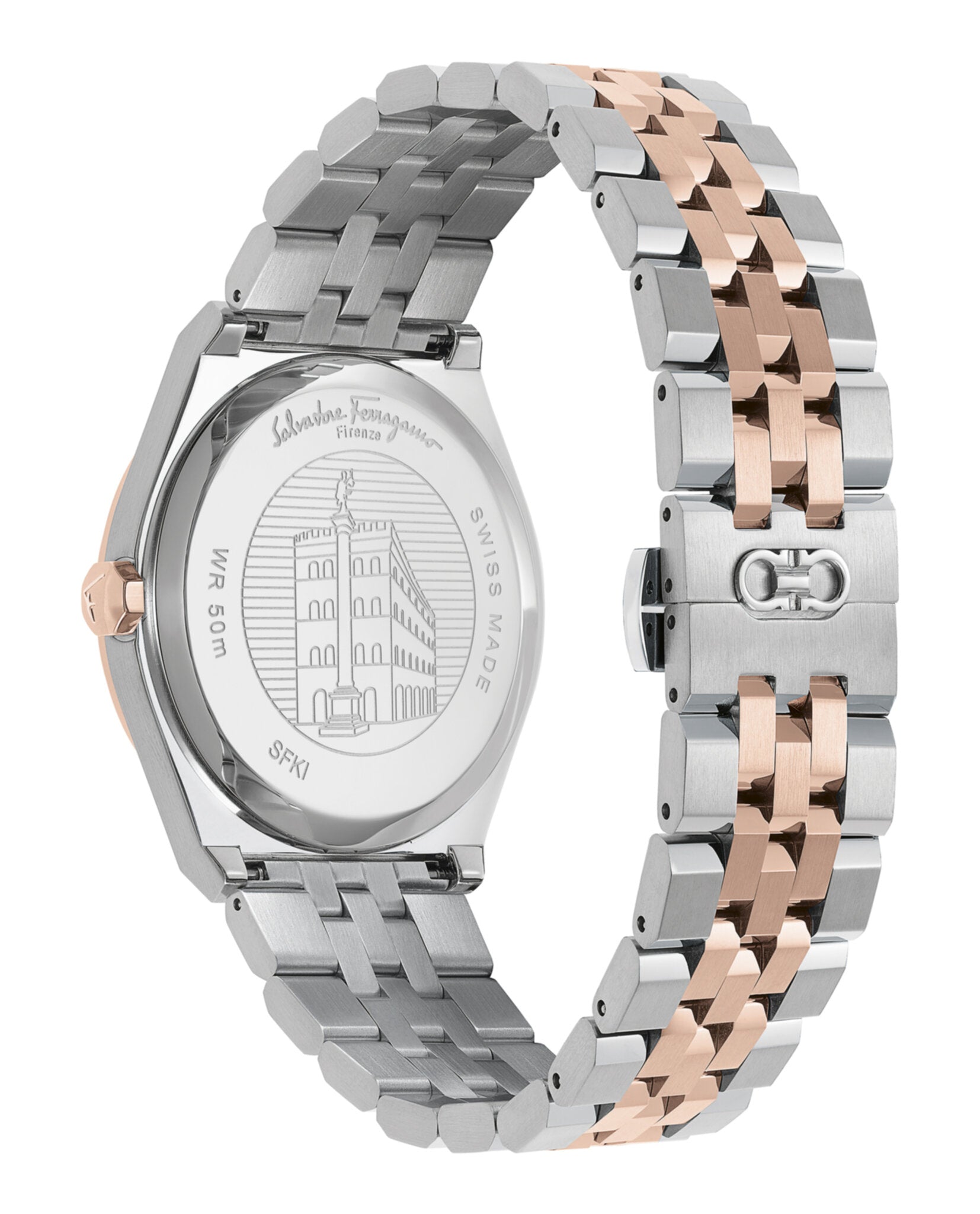 Ferragamo Mens Vega Two Tone 40mm Bracelet Fashion Watch