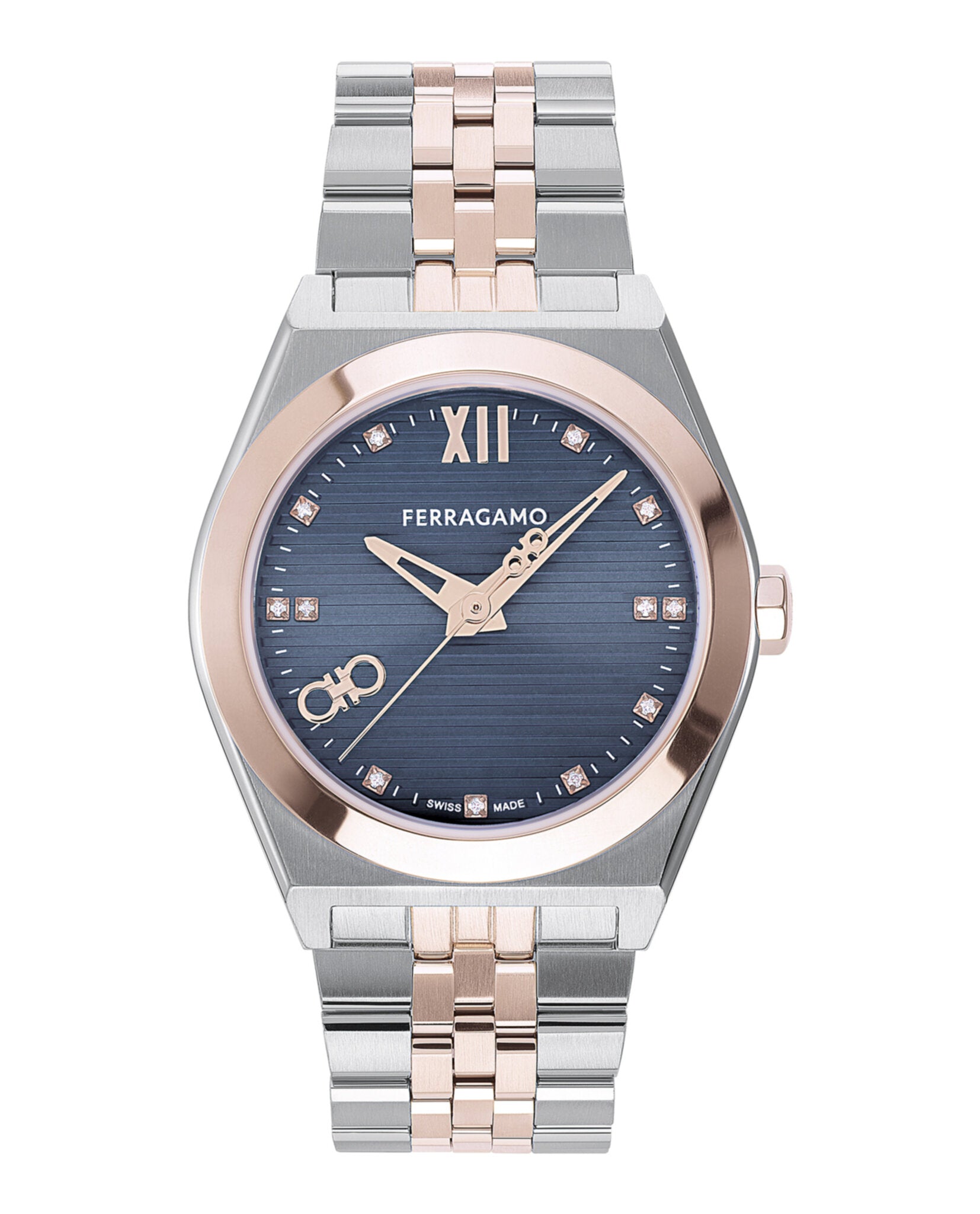 Ferragamo Mens Two Tone 40mm Bracelet Fashion Watch