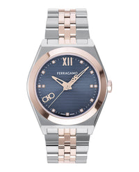 Ferragamo Mens Two Tone 40mm Bracelet Fashion Watch