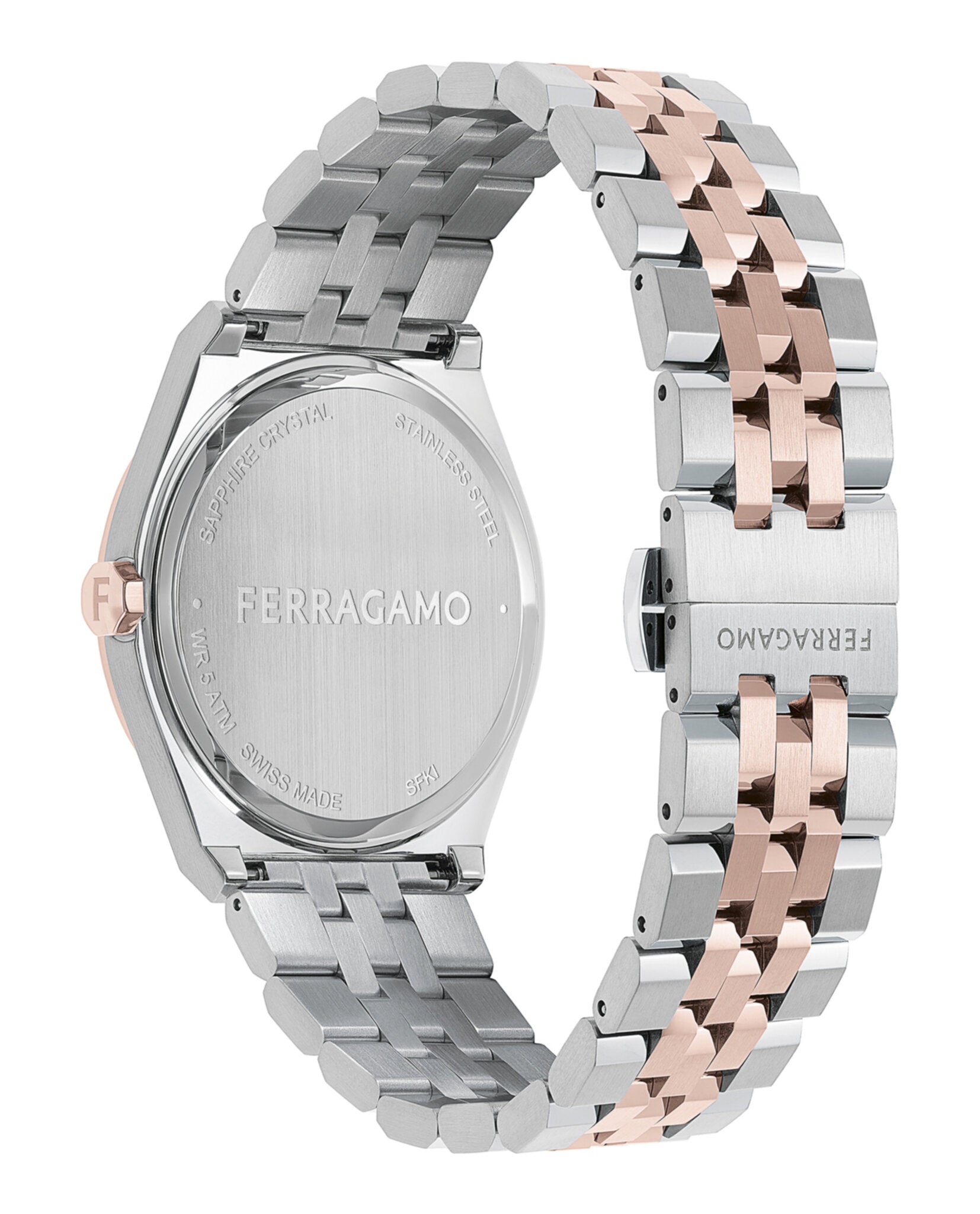 Ferragamo Mens Two Tone 40mm Bracelet Fashion Watch