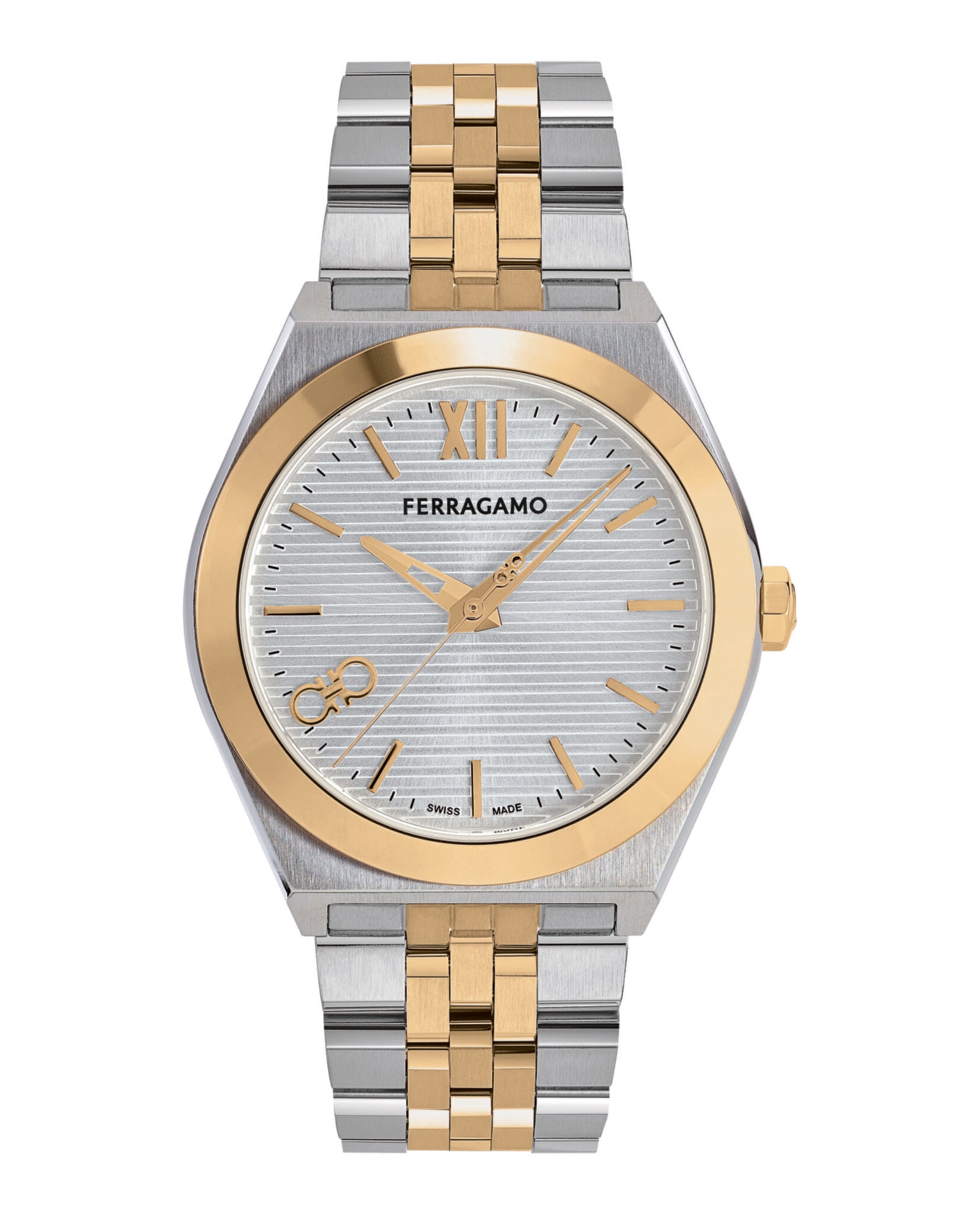 Ferragamo Mens Two Tone 40mm Bracelet Fashion Watch