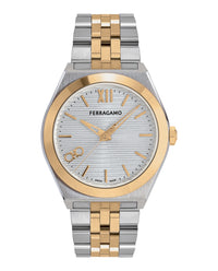 Ferragamo Mens Two Tone 40mm Bracelet Fashion Watch