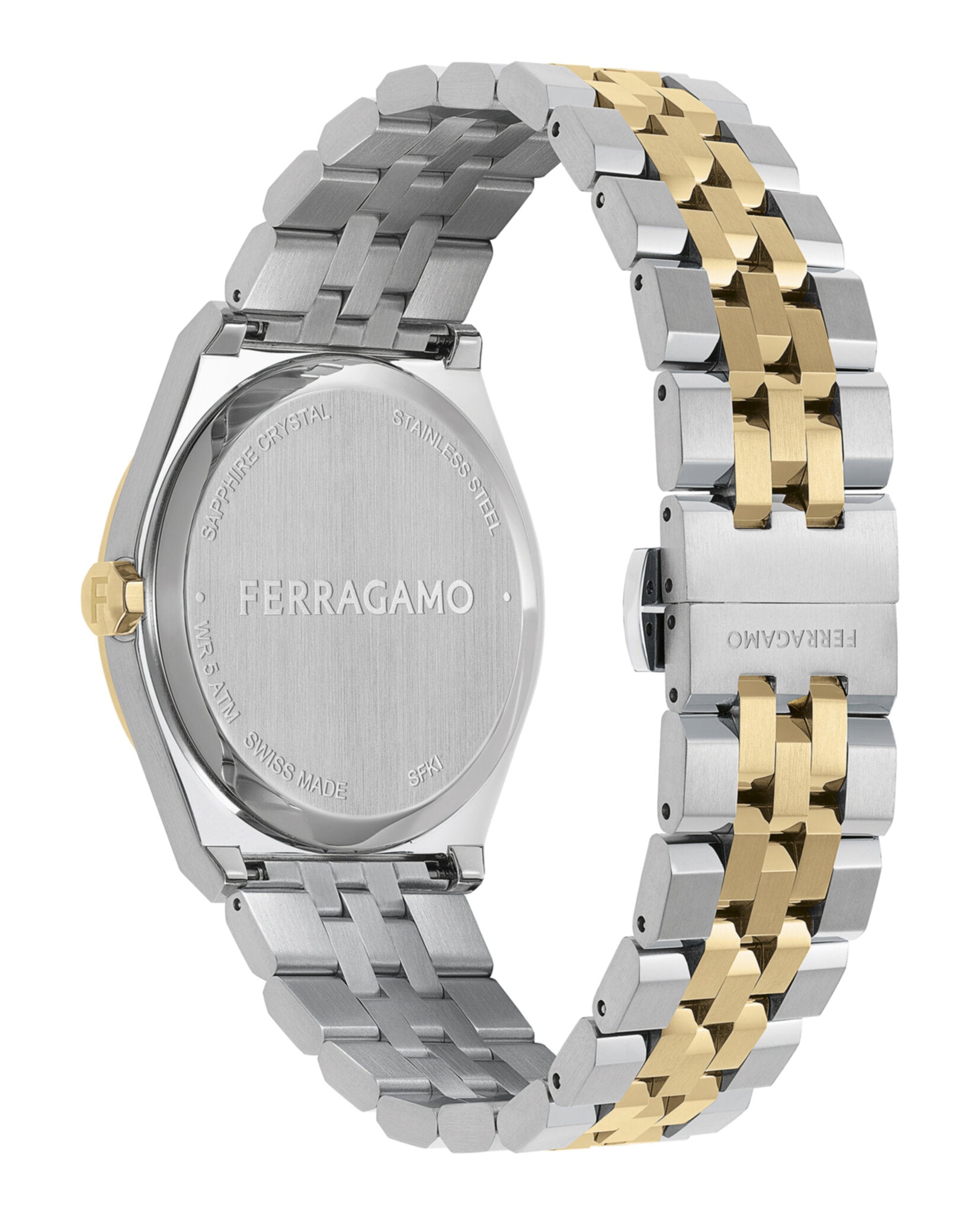 Ferragamo Mens Two Tone 40mm Bracelet Fashion Watch