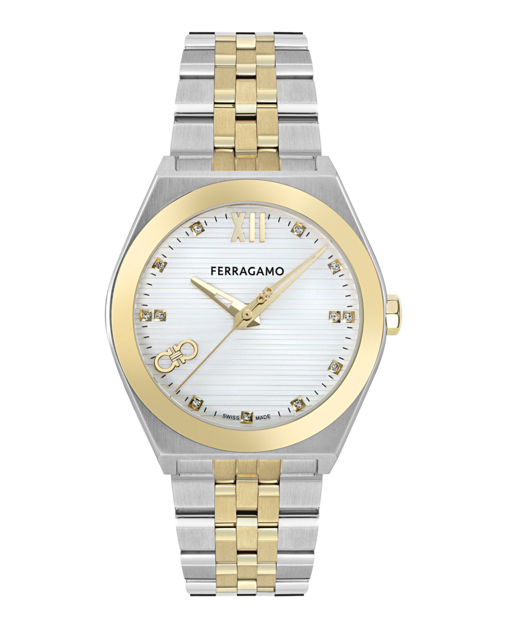 Ferragamo Mens Two Tone 40mm Bracelet Fashion Watch