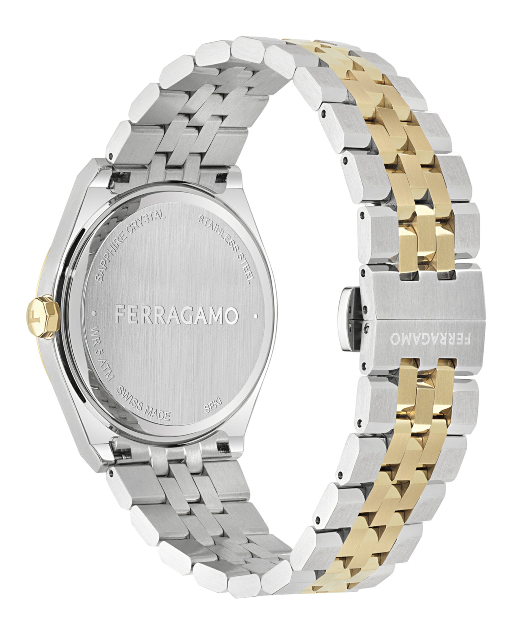 Ferragamo Mens Two Tone 40mm Bracelet Fashion Watch