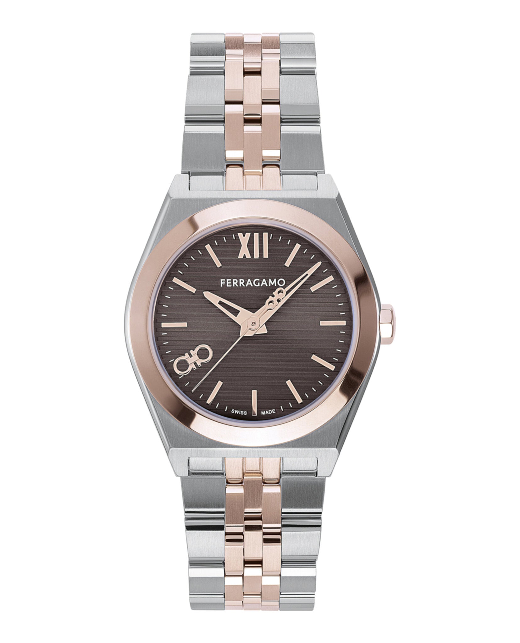 Ferragamo Womens Two Tone 28mm Bracelet Fashion Watch