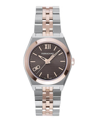 Ferragamo Womens Two Tone 28mm Bracelet Fashion Watch