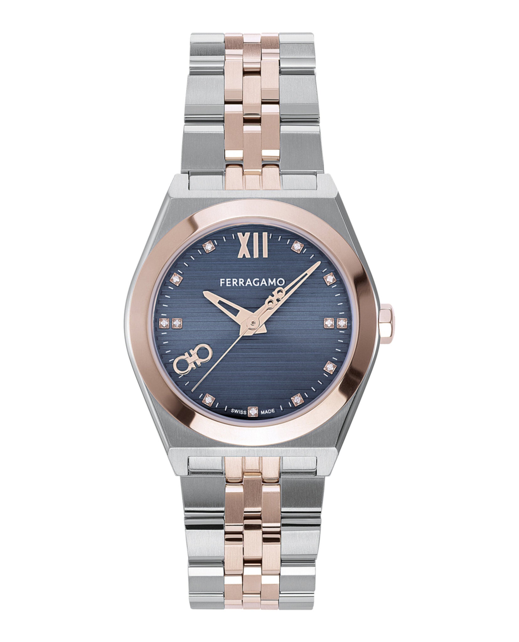 Ferragamo Womens Two Tone 28mm Bracelet Fashion Watch