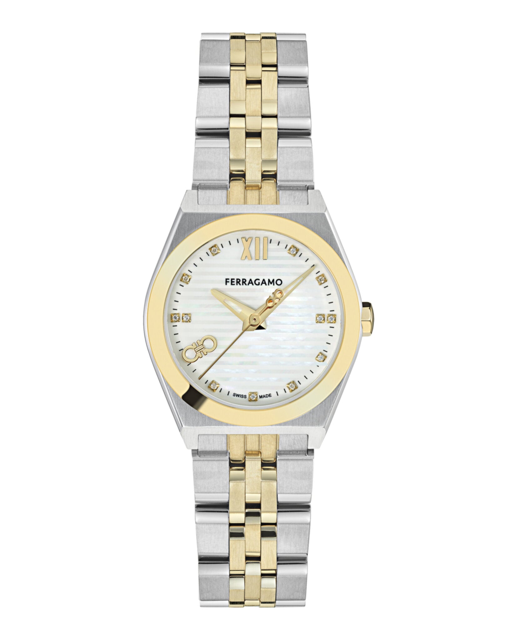 Ferragamo Womens Two Tone 28mm Bracelet Fashion Watch