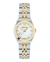 Ferragamo Womens Two Tone 28mm Bracelet Fashion Watch
