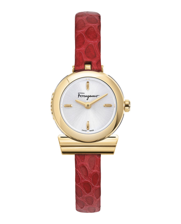 Ferragamo Womens Gancino IP Yellow Gold 23mm Strap Fashion Watch