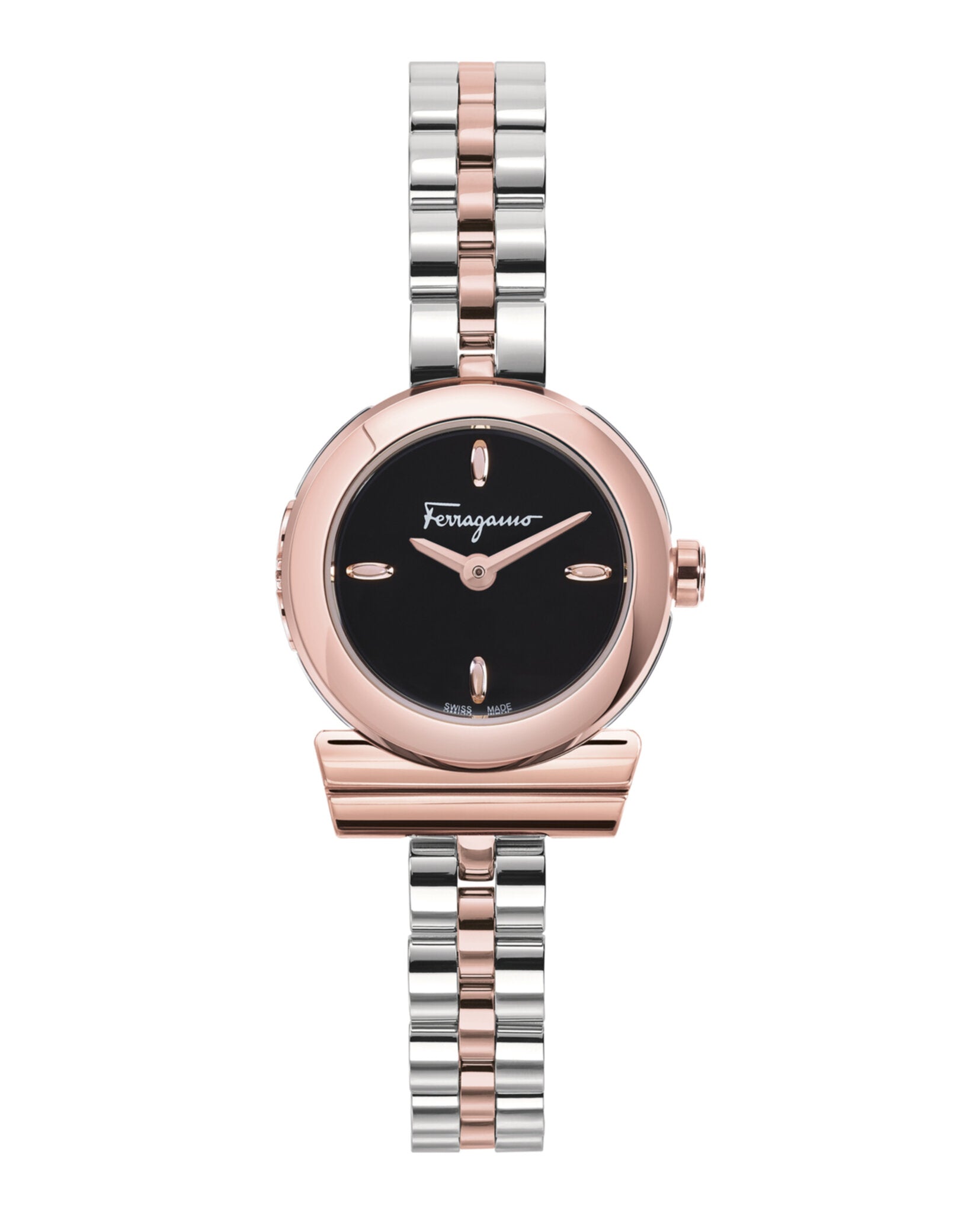 Ferragamo Womens Gancino Two Tone 23mm Bracelet Fashion Watch Two Tone