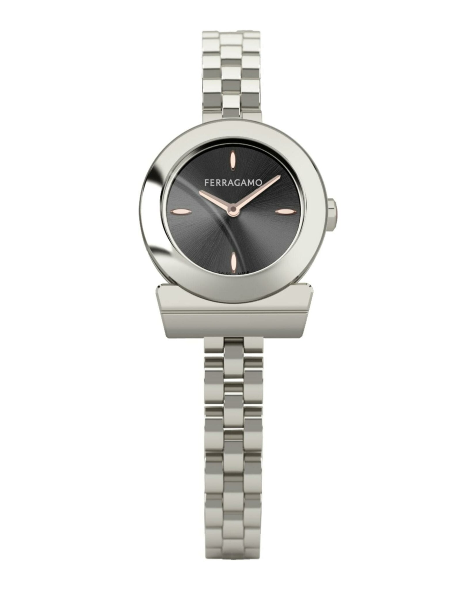 Ferragamo Womens Gancini 28mm Strap Fashion Watch Stainless Steel