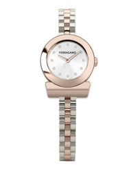 Ferragamo Womens Gancini 28mm Strap Fashion Watch Two Tone