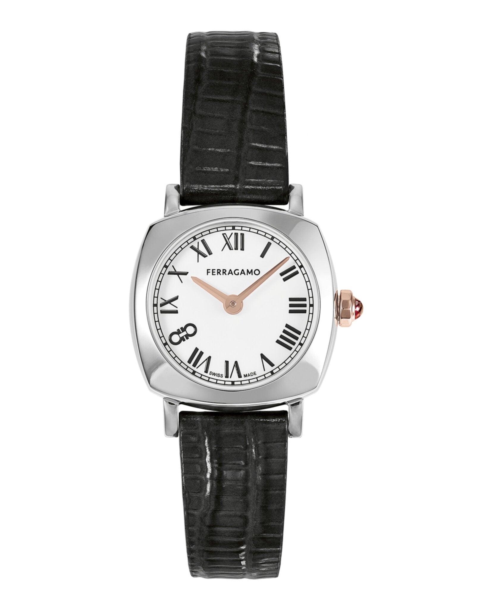 Ferragamo Womens Ferragamo Soft Square Stainless Steel 23mm Strap Fashion Watch Stainless Steel