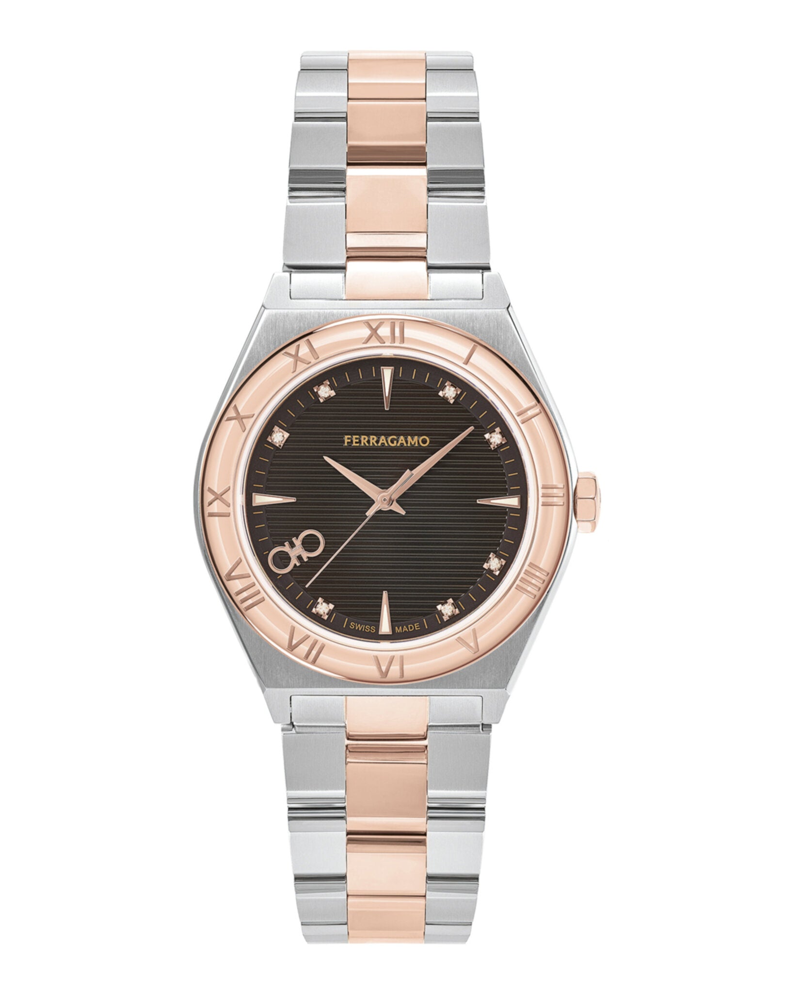 Ferragamo Womens 28mm Bracelet Fashion Watch Two Tone