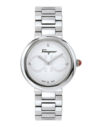 Ferragamo Womens Ferragamo Chic Stainless Steel 32mm Bracelet Fashion Watch