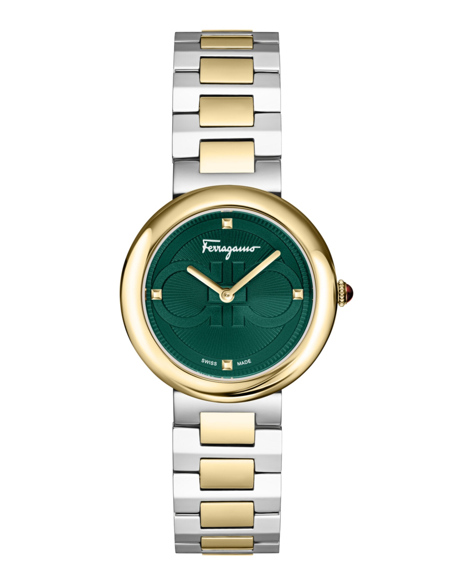 Ferragamo Womens Two Tone 32mm Bracelet Fashion Watch Two Tone