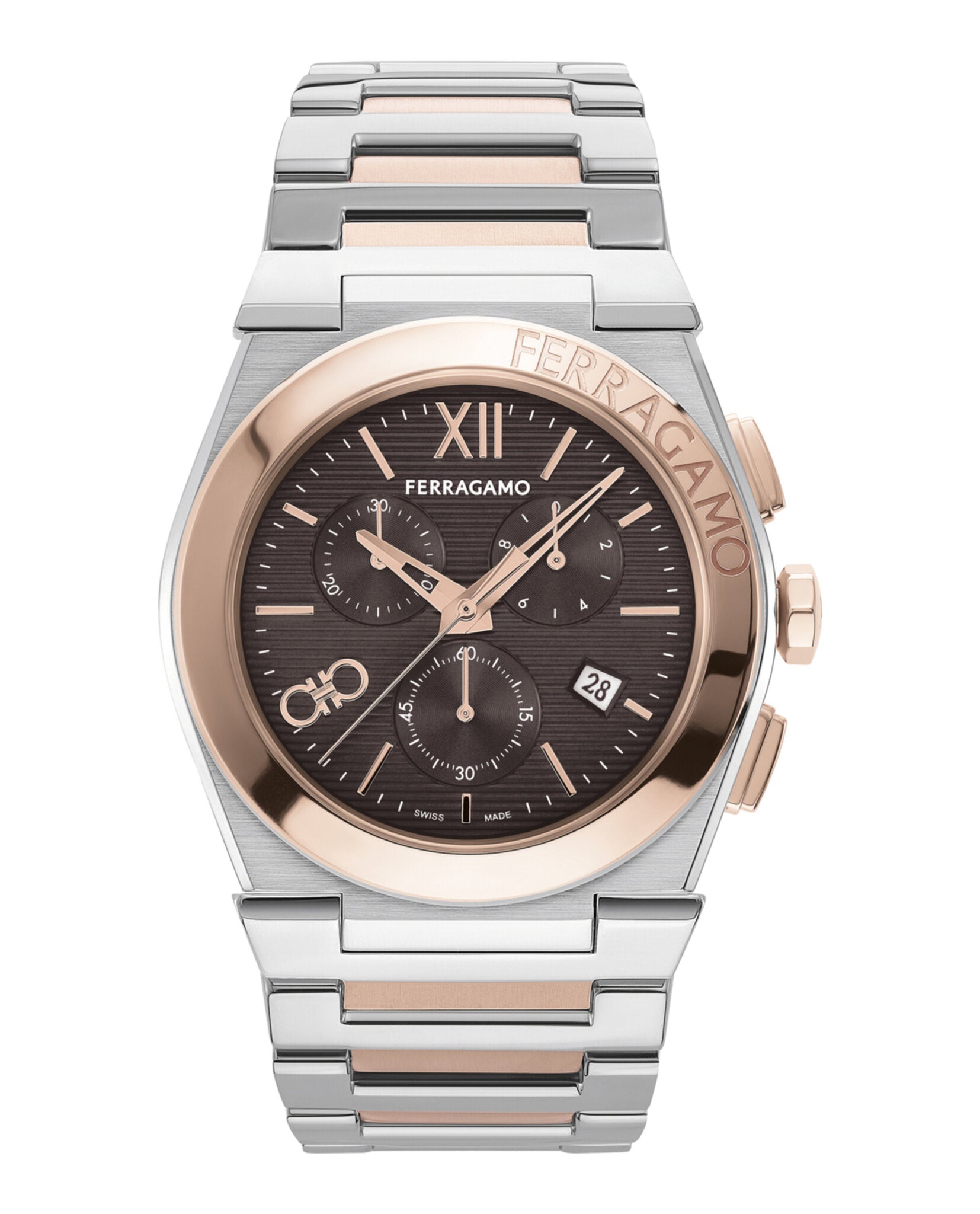 Ferragamo Ferragamo Mens  Two Tone 42mm Bracelet Fashion Watch